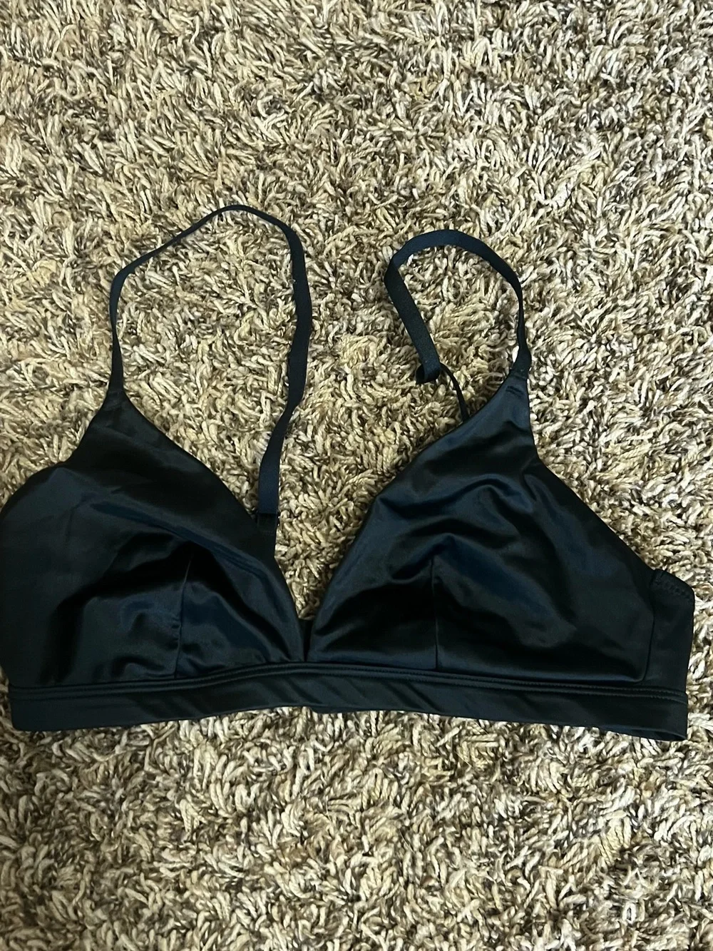 Auden Black Satin Triangle Bralette
